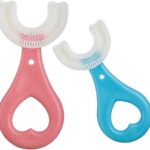 U-Shaped Silicone Toothbrush for Kids & Babies | 360° Full Mouth Cleaning | Soft & Gentle | Ages 2–6 Years | Multicolor | Pack of 2 | Heart Design