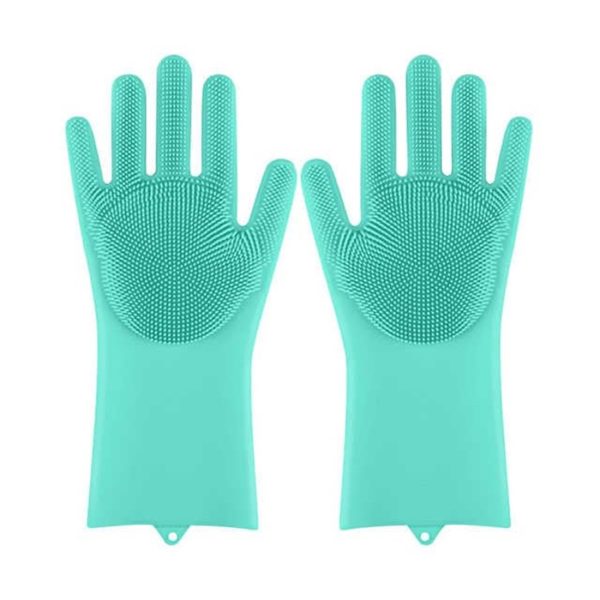 Gloves Magic Silicone Dish Washing Gloves, Silicon Cleaning Gloves, Silicon Hand Gloves for Kitchen Dishwashing and Pet Grooming, Great for Washing Dish, Car, Bathroom ( Multicolour, 1 Pair)