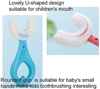 U-Shaped Silicone Toothbrush for Kids & Babies | 360° Full Mouth Cleaning | Soft & Gentle | Ages 2–6 Years | Multicolor | Pack of 2 | Heart Design - Image 3