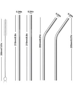 Reusable Stainless Steel Straws for Kids & Adults Metal Straws with Cleaning Brush, Long Sipper Straws for Juice & Drinks Pack of 2 - Image 4