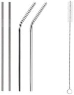 Reusable Stainless Steel Straws for Kids & Adults Metal Straws with Cleaning Brush, Long Sipper Straws for Juice & Drinks Pack of 2