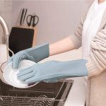 Gloves Magic Silicone Dish Washing Gloves, Silicon Cleaning Gloves, Silicon Hand Gloves for Kitchen Dishwashing and Pet Grooming, Great for Washing Dish, Car, Bathroom ( Multicolour, 1 Pair) - Image 4