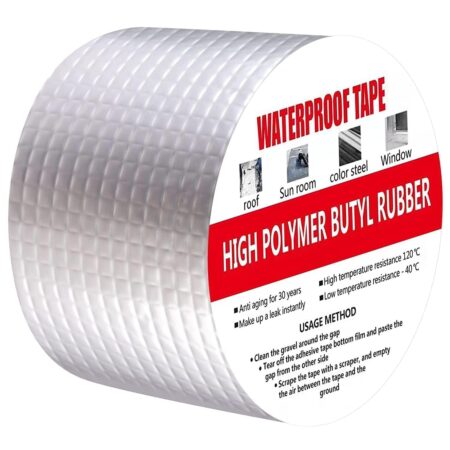Super Strong Adhesive Waterproof Permanent Repair Aluminum Butyl Tape Rubber Foil Suitable for Roof Leak, surface Crack, Window Sill Gap, Boat Sealing, Home Renovation (5CM) Pack of 1