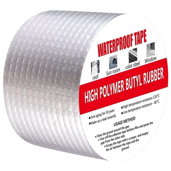 Super Strong Adhesive Waterproof Permanent Repair Aluminum Butyl Tape Rubber Foil Suitable for Roof Leak, surface Crack, Window Sill Gap, Boat Sealing, Home Renovation (5CM) Pack of 1