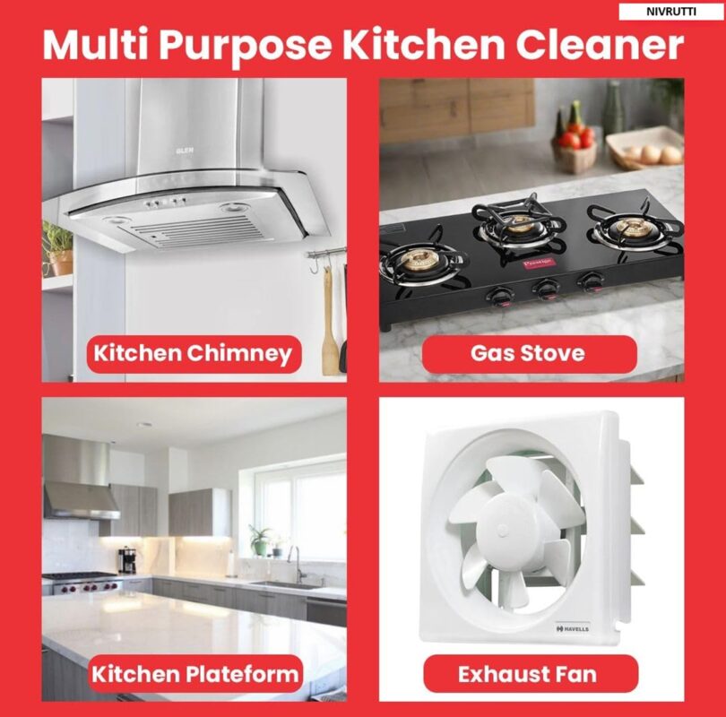 NIVRUTTI Multipurpose Bubble Foam Cleaner, Kitchen Cleaner Spray Oil & Grease Stain Remover Chimney Cleaner Spray Bubble Cleaner All Purpose Foam Degreaser Spray for Home, Kitchen & Office (500ml) E
