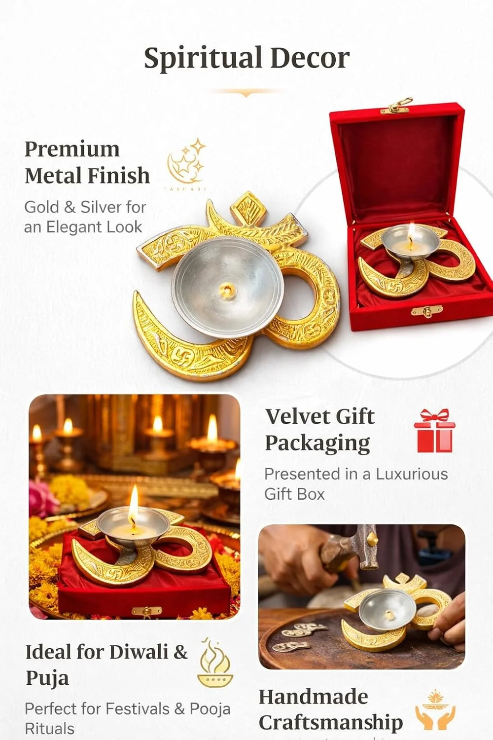 Om Diya Gift Set – Nivrutti Premium Brass Om Diya with Velvet Gift Box