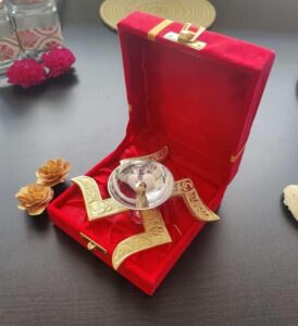 NIVRUTTI Swastik Brass Akhand Diya for Puja with Gift Box, Gold & White Akhand Diyas Pooja Room Decoration, Return Gift & House Warming Gift PACK OF 1 - Image 2