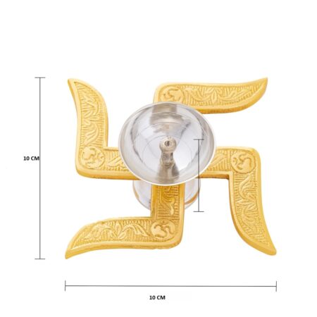 NIVRUTTI Swastik Brass Akhand Diya for Puja with Gift Box, Gold & White Akhand Diyas Pooja Room Decoration, Return Gift & House Warming Gift PACK OF 1