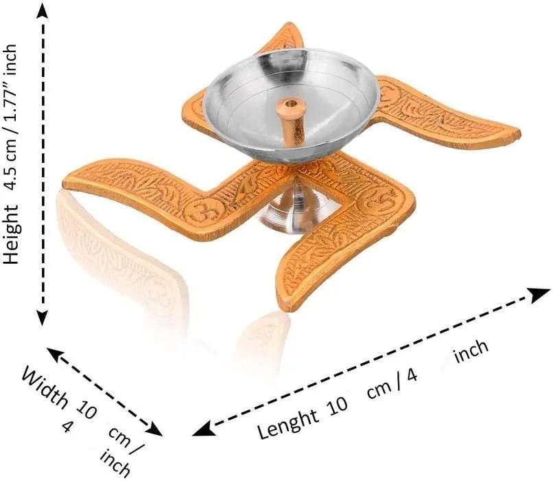 Premium Swastik Diya by Nivrutti with Brass Wick Holder and Red Velvet Gift Box