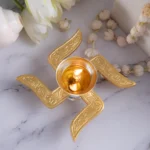 Premium Swastik Diya with Brass Wick Holder for Daily Pooja