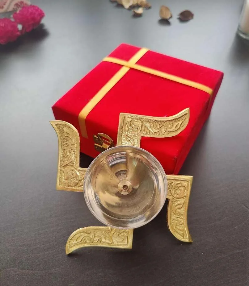 Nivrutti Premium Swastik Diya Decorative Home Temple Accessory
