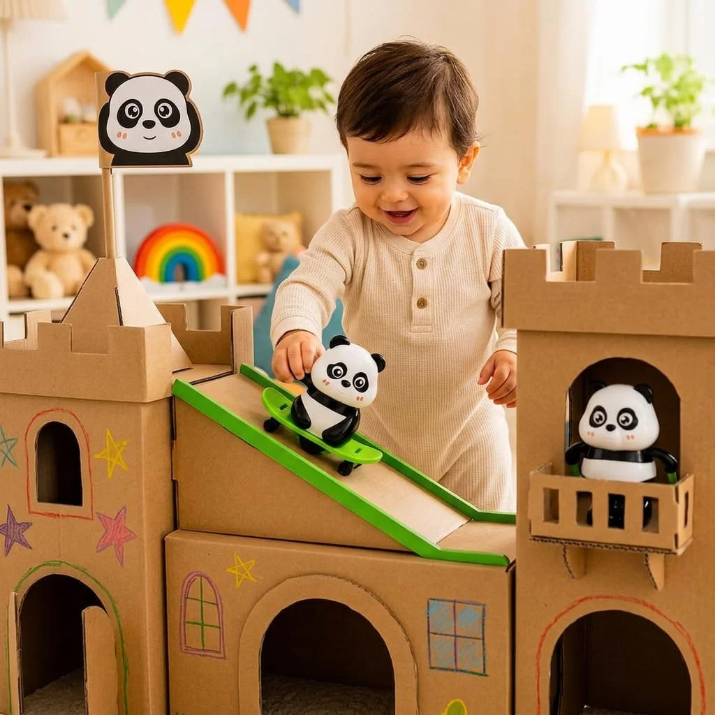 Interactive panda toy set for imaginative play