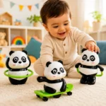 Nivrutti panda toy for kids 3-piece moving panda action toy set