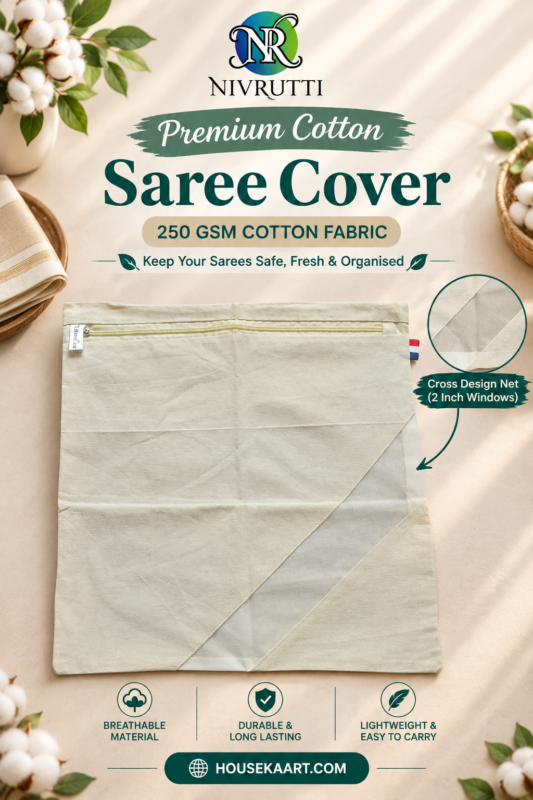 NIVRUTTI premium cotton saree cover with 2-inch cross mesh real product