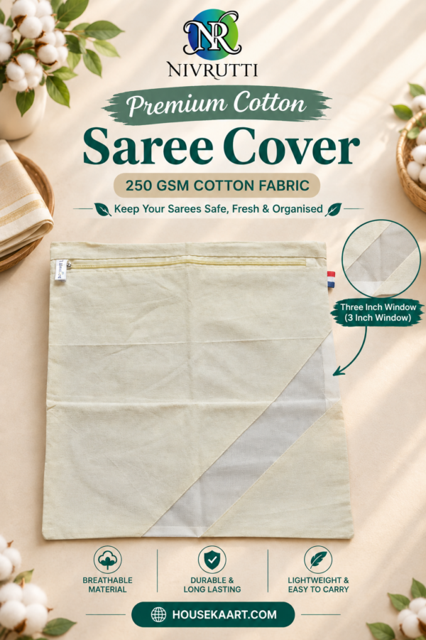 NIVRUTTI premium cotton saree cover with 2-inch cross mesh real product